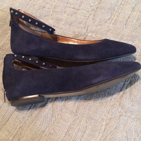 EUC Banana Republic Navy Suede Ankle Strap Flats - Picture 8 of 8